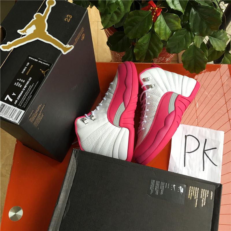 AUTHENTIC AIR JORDAN 12 GS WHITE DYNAMIC PINK 100% Nike Pair .PK EXCLUSIVE